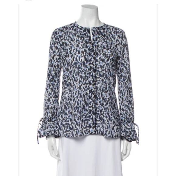 Derek Lam 10 Crosby Animal Print Blouse Bell Sleeve Leopard Womens Size 6 - Picture 4 of 6